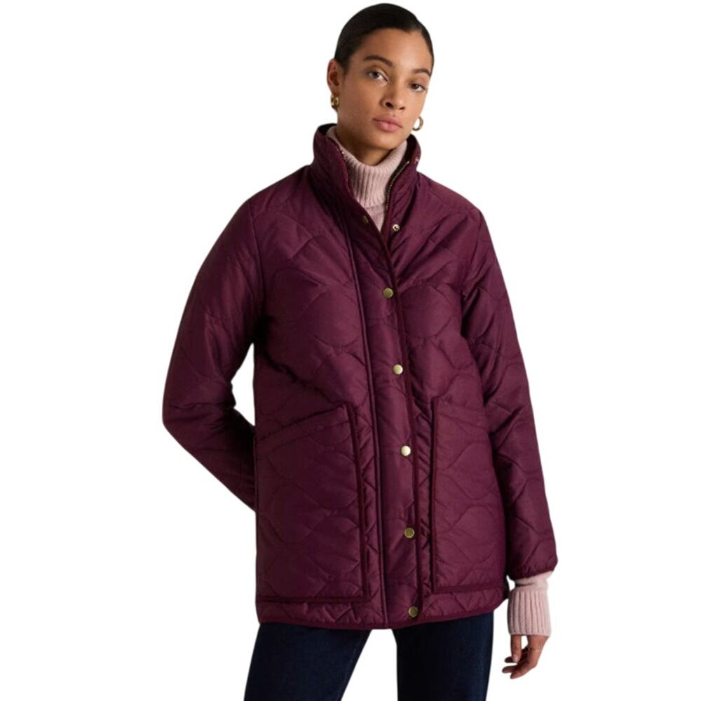 New Quince Women’s M Featherless Quilted Long Puffer Jacket Barolo Burgundy